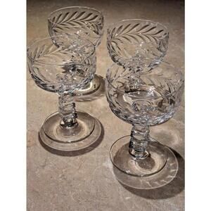Wreath By Rock Sharp Crystal Coupe Cocktail Glasses 4 1/2” Set Of 4